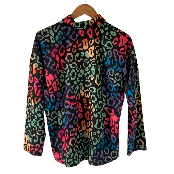 BNWT New Collection Women's Gold Buttons Down Dress Shirt Rainbow Sz UK Large - Picture 3 of 10